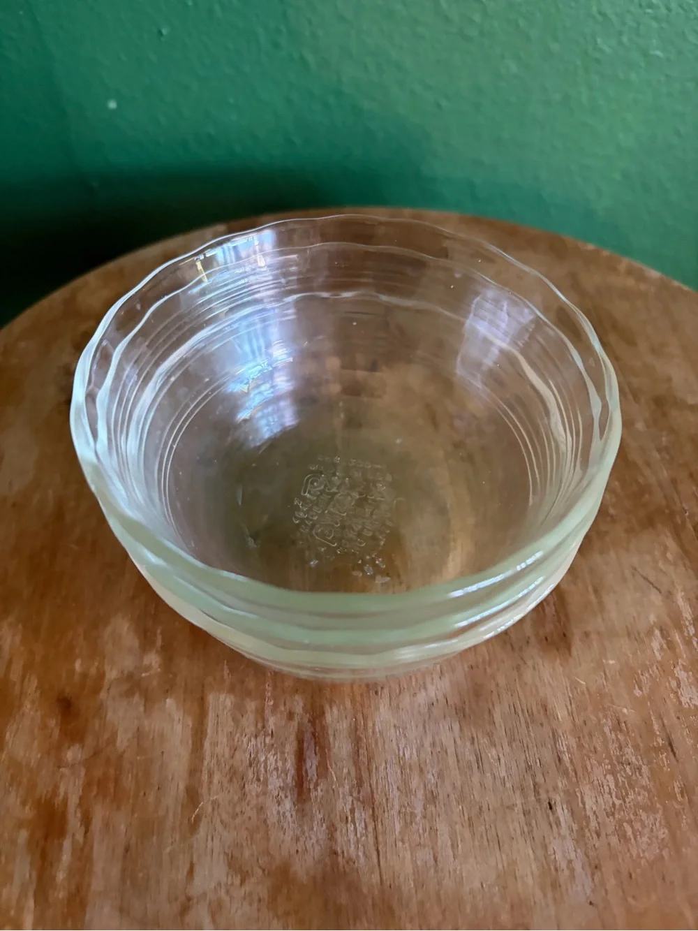 Vintage Pyrex Stacking Clear Glass Custard Cups with Scalloped Edges, set of 3